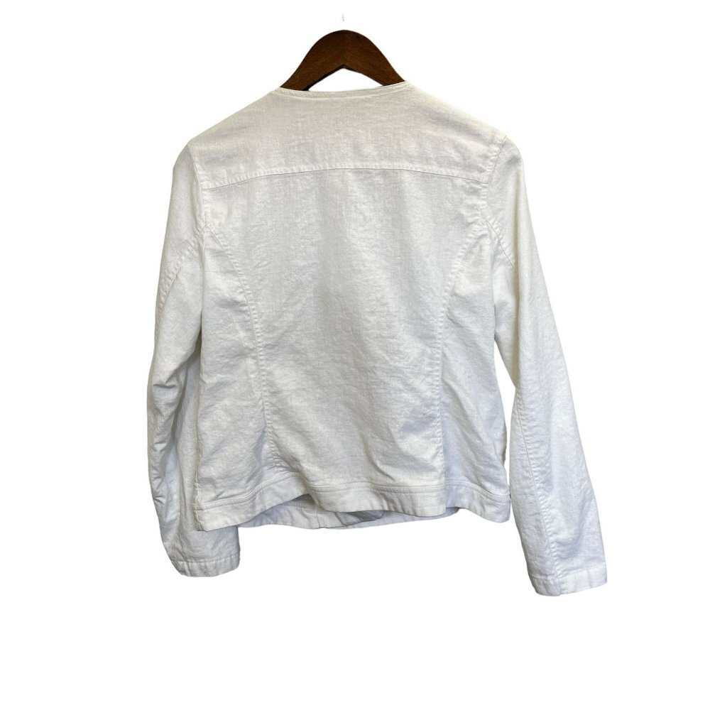 Marc New York Women Short Peacoat White Linen Gold Zipper Size XL - Picture 2 of 10